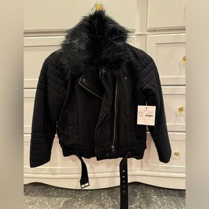 NWT. Bella Dahl Girl size 10 black moto jacket.